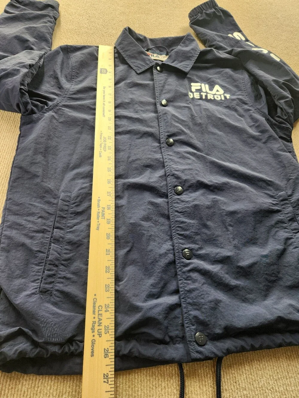 Vintage FILA Detroit Spot Lite Coach Bomber Jacket Men's M Blue Button Front